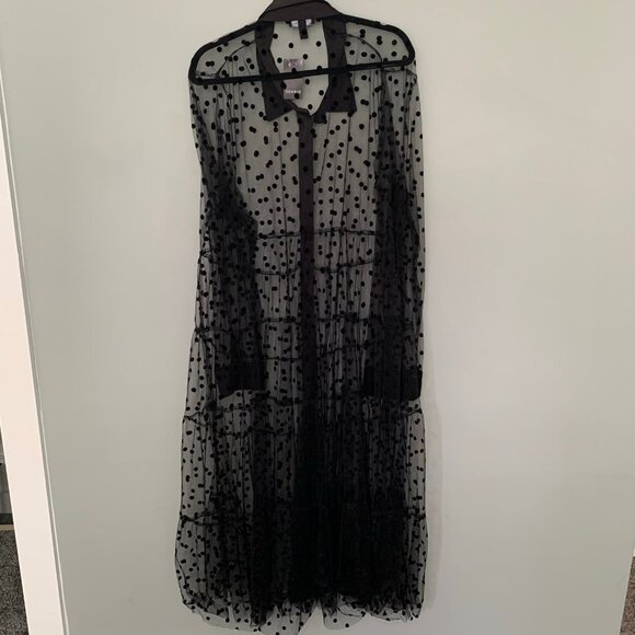 NEW Torrid Black Flocked Mesh Button Front Tiered Duster Kimono cardigan - Picture 8 of 12